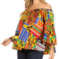 Sakkas Abree Off-shoulder Short Sleeve  Blouse Top Ankara Wax Dutch African Print