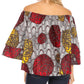 Sakkas Abree Off-shoulder Short Sleeve  Blouse Top Ankara Wax Dutch African Print
