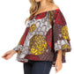 Sakkas Abree Off-shoulder Short Sleeve  Blouse Top Ankara Wax Dutch African Print