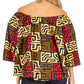 Sakkas Abree Off-shoulder Short Sleeve  Blouse Top Ankara Wax Dutch African Print