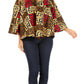 Sakkas Abree Off-shoulder Short Sleeve  Blouse Top Ankara Wax Dutch African Print
