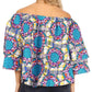 Sakkas Abree Off-shoulder Short Sleeve  Blouse Top Ankara Wax Dutch African Print
