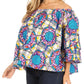 Sakkas Abree Off-shoulder Short Sleeve  Blouse Top Ankara Wax Dutch African Print