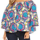 Sakkas Abree Off-shoulder Short Sleeve  Blouse Top Ankara Wax Dutch African Print