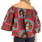 Sakkas Abree Off-shoulder Short Sleeve  Blouse Top Ankara Wax Dutch African Print