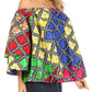 Sakkas Abree Off-shoulder Short Sleeve  Blouse Top Ankara Wax Dutch African Print