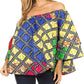 Sakkas Abree Off-shoulder Short Sleeve  Blouse Top Ankara Wax Dutch African Print