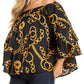 Sakkas Abree Off-shoulder Short Sleeve  Blouse Top Ankara Wax Dutch African Print
