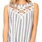 Sakkas Meli Corchet Lace Floral Stripe Tank with Keyhole Back