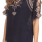 Sakkas Enya Batik Wide Scoop Neck Blouse Shirt Top Open Sleeves