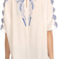 Sakkas Enya Batik Wide Scoop Neck Blouse Shirt Top Open Sleeves