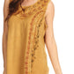 Sakkas Koonya Long Light Scoop Neck Nature Embroidered Sleeveless Tank Top Blouse