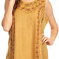 Sakkas Koonya Long Light Scoop Neck Nature Embroidered Sleeveless Tank Top Blouse