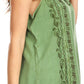 Sakkas Koonya Long Light Scoop Neck Nature Embroidered Sleeveless Tank Top Blouse