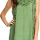 Sakkas Koonya Long Light Scoop Neck Nature Embroidered Sleeveless Tank Top Blouse
