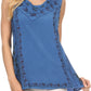 Sakkas Koonya Long Light Scoop Neck Nature Embroidered Sleeveless Tank Top Blouse