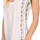 Sakkas Koonya Long Light Scoop Neck Nature Embroidered Sleeveless Tank Top Blouse