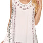 Sakkas Koonya Long Light Scoop Neck Nature Embroidered Sleeveless Tank Top Blouse