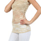 Sakkas Stretch Floral Lace Cap Sleeve Tunic Length Tee - Made in USA