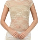 Sakkas Stretch Floral Lace Cap Sleeve Tunic Length Tee - Made in USA