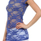 Sakkas Stretch Floral Lace Cap Sleeve Tunic Length Tee - Made in USA