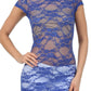 Sakkas Stretch Floral Lace Cap Sleeve Tunic Length Tee - Made in USA