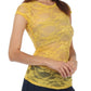 Sakkas Stretch Floral Lace Cap Sleeve Tunic Length Tee - Made in USA
