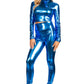 Sakkas Metallic Liquid Mock Neck Turtleneck Long Sleeve Crop Top - Made in USA