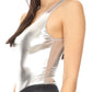 Sakkas Women's Gymnastics Dance Party Metallic Bodysuit Leotard Top Made in USA