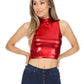 Sakkas Mariana Women's Party Liquid Shiny Metallic Stretch Sleeveless Tank Top