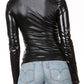 Sakkas Metallic Liquid Mock Neck Turtleneck Long Sleeve Top - Made in USA