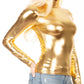 Sakkas Metallic Liquid Mock Neck Turtleneck Long Sleeve Top - Made in USA