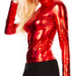 Sakkas Metallic Liquid Mock Neck Turtleneck Long Sleeve Top - Made in USA