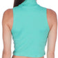 Sakkas Mock Neck Turtleneck Sleeveless Scuba Crop Top - Made in USA
