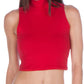 Sakkas Mock Neck Turtleneck Sleeveless Scuba Crop Top - Made in USA