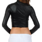 Sakkas Matte Liquid Mock Neck Turtleneck Long Sleeve Crop Top - Made in USA