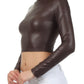 Sakkas Matte Liquid Mock Neck Turtleneck Long Sleeve Crop Top - Made in USA