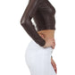 Sakkas Matte Liquid Mock Neck Turtleneck Long Sleeve Crop Top - Made in USA