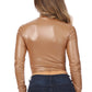 Sakkas Matte Liquid Mock Neck Turtleneck Long Sleeve Crop Top - Made in USA