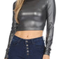 Sakkas Matte Liquid Mock Neck Turtleneck Long Sleeve Crop Top - Made in USA