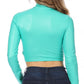 Sakkas Matte Liquid Mock Neck Turtleneck Long Sleeve Crop Top - Made in USA