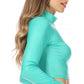 Sakkas Matte Liquid Mock Neck Turtleneck Long Sleeve Crop Top - Made in USA