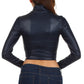 Sakkas Matte Liquid Mock Neck Turtleneck Long Sleeve Crop Top - Made in USA