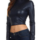Sakkas Matte Liquid Mock Neck Turtleneck Long Sleeve Crop Top - Made in USA