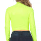 Sakkas Matte Liquid Mock Neck Turtleneck Long Sleeve Crop Top - Made in USA