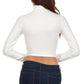 Sakkas Matte Liquid Mock Neck Turtleneck Long Sleeve Crop Top - Made in USA