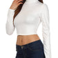 Sakkas Matte Liquid Mock Neck Turtleneck Long Sleeve Crop Top - Made in USA