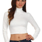 Sakkas Matte Liquid Mock Neck Turtleneck Long Sleeve Crop Top - Made in USA
