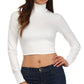 Sakkas Matte Liquid Mock Neck Turtleneck Long Sleeve Crop Top - Made in USA