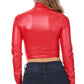 Sakkas Matte Liquid Mock Neck Turtleneck Long Sleeve Crop Top - Made in USA